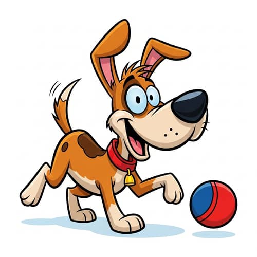 Playful Cartoon Dog: Vibrant and Fun Characters