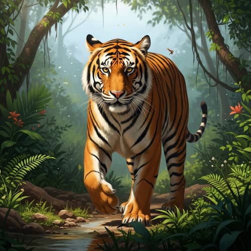 Majestic Tiger Prowling in Natural Habitat
