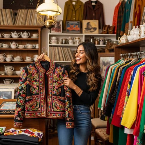 Thrifting in a Cozy Vintage Store: Retro Clothing & Hidden Treasures