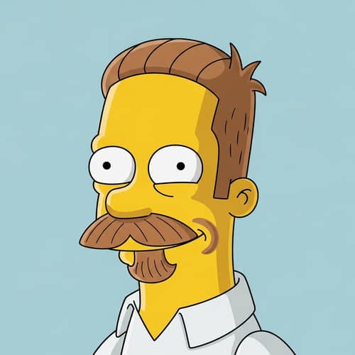Simpsons-style Cartoon Character Illustration | Blue-Eyed Man with Short Brown Hair