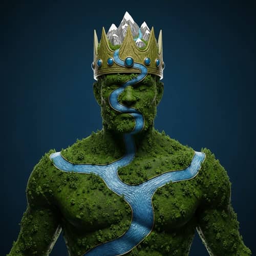 Green Earth King with Mountains & Rivers Crown