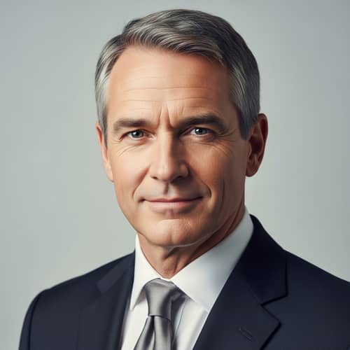 Professional Portrait of a Wise 50-Year-Old Caucasian Businessman