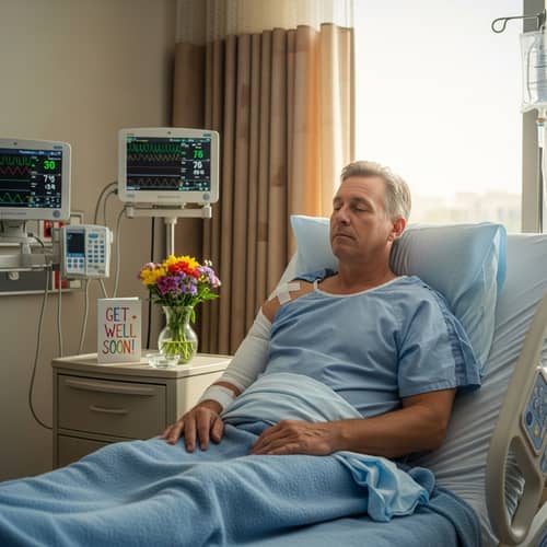 Tranquil Recovery: Shoulder Arthroscopy Patient in Hospital Room