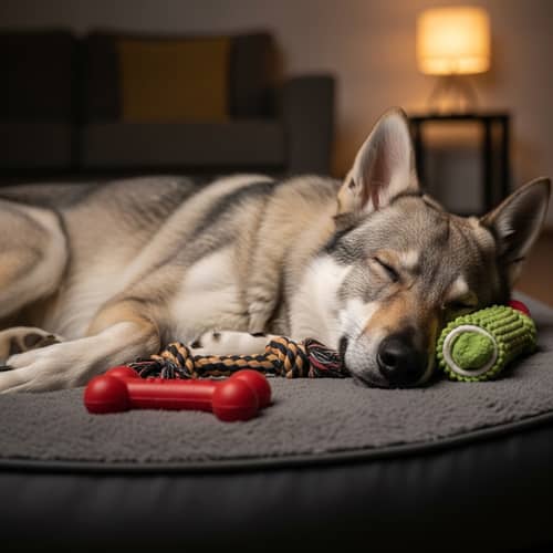 Czechoslovakian Wolfdog Sleeping | Peaceful Rest on Dog Bed
