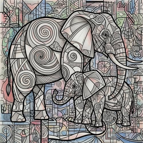 Abstract Elephants - Geometric Shapes & Patterns