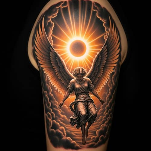 Fallen Angel Tattoo Design Under Two Suns | Heavenly Art