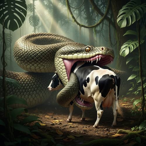 Snake Swallowing Cow: Impressive Visual Encounter