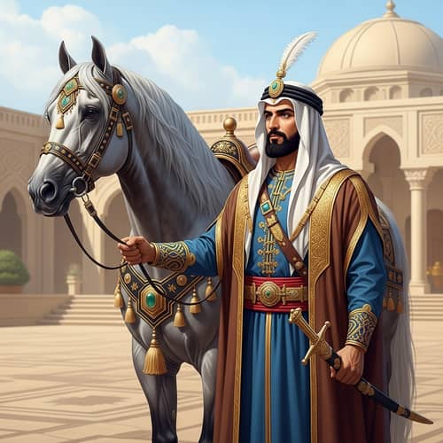 Middle-Eastern Monarch with Majestic Horse