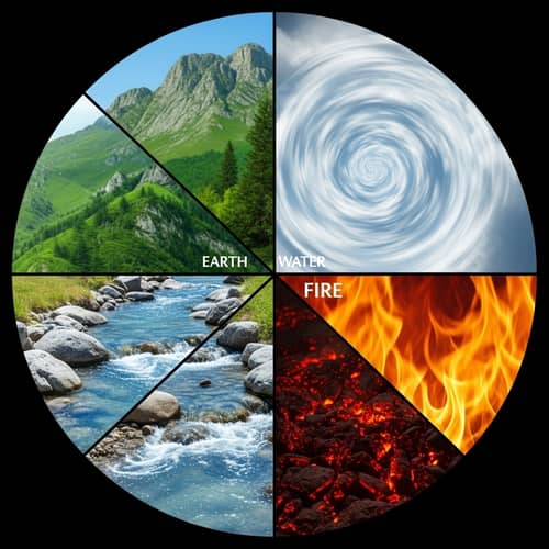 Four Elemental Circles: Earth, Water, Air, Fire