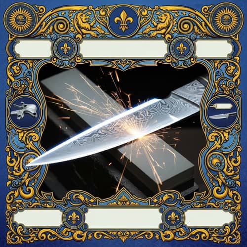 Finely Sharpened Blade | Blue & Golden Yellow Border