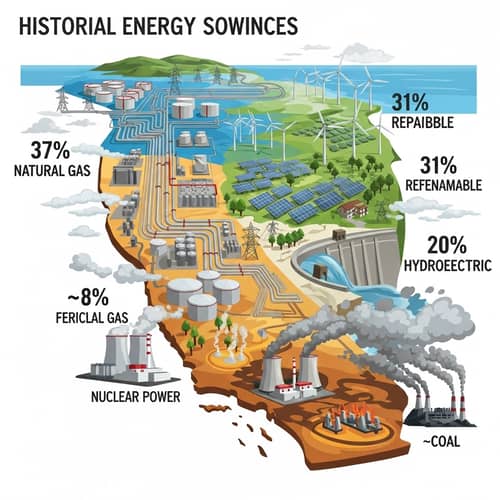 California's Historical Energy Sources Illustration