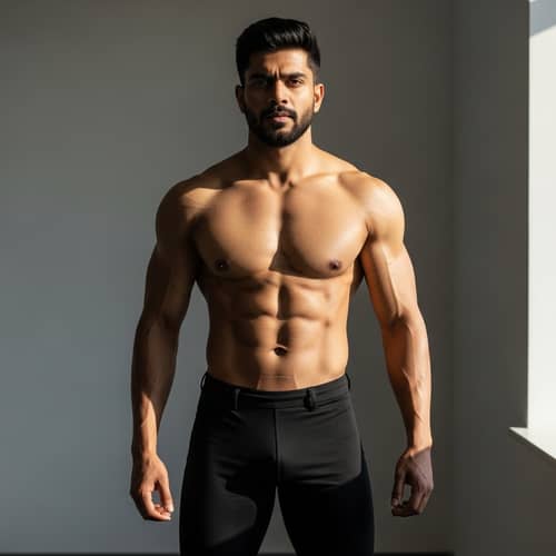 Confident South Asian Man in Black Pants | Athletic Build