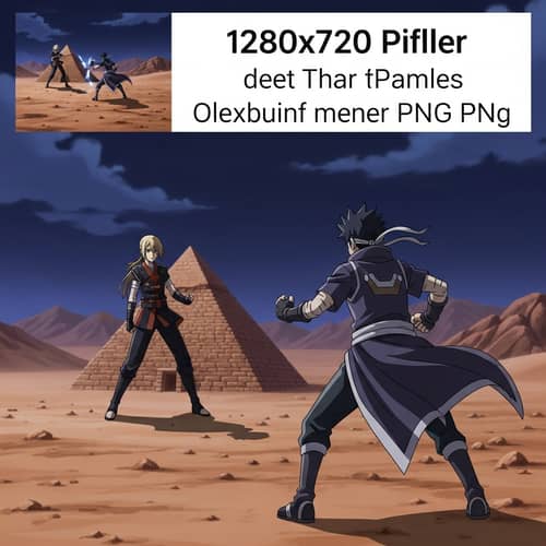 Anime-Style Desert Duel Art | 1280x720 Resolution PNG Format