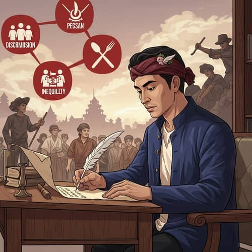 Jose Rizal Writing Amidst Spanish Abuses and Social Injustice