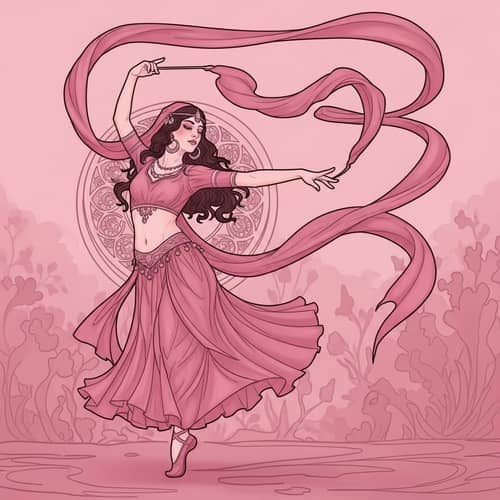 Expressive Dance with Wind and Storm Influence | Art Nouveau Style