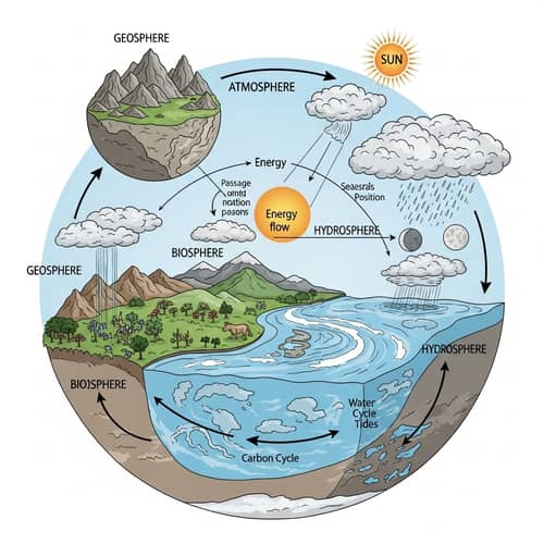 Earth Spheres Relationships: Cycles of Matter, Energy & Celestial Movements