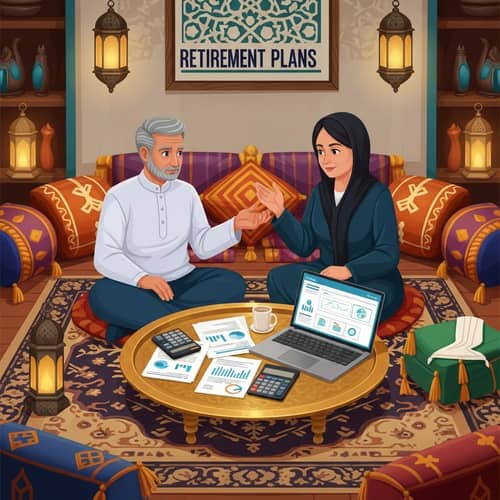 Middle Eastern Retirement Planning in Traditional Living Room | Financial Advice