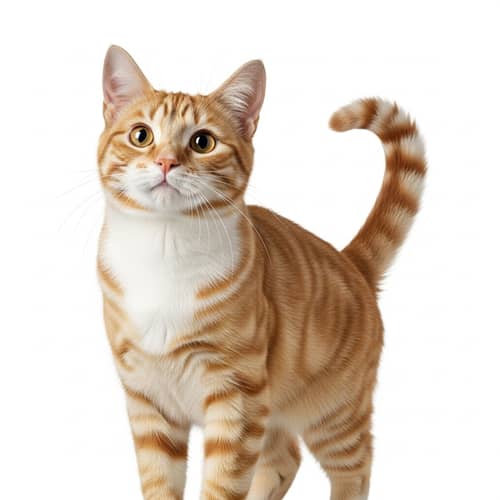 Detailed Portrait of Domestic Cat with Warm Orange and White Fur