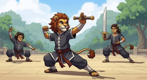 Juvenile Humanoid Lion: Kung Fu Master Skills Displayed