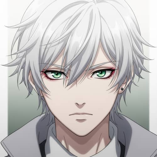 White Hair Green Red Eyes Character Portrait