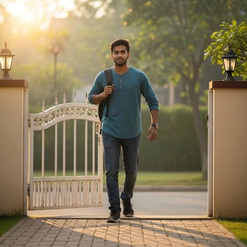 Saturday Morning South Asian Student Heading to Classes