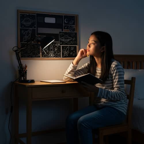 Ambitious Asian Teen Pursuing Dreams of Becoming an Astronaut