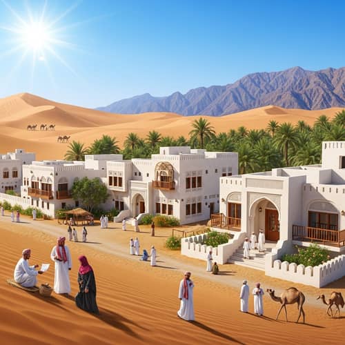 Panoramic Views of Oman: Sand Dunes, Architectural Marvels & Date Palm Groves