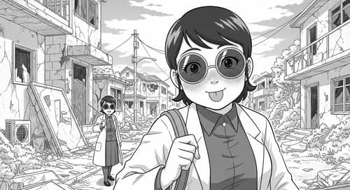 Urban Post-Apocalyptic Anime Girl Scientist Exploring | 90s Artstyle
