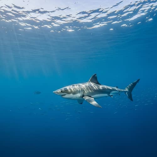 Shark Swimming in Open Ocean
