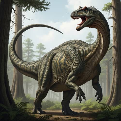 Prehistoric Dinosaur in Mesozoic Habitat - Ancient Ferns & Forests