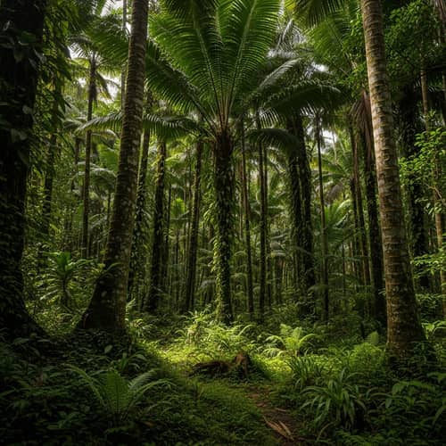 Tropical Rainforest with Palm Trees - Natural Beauty