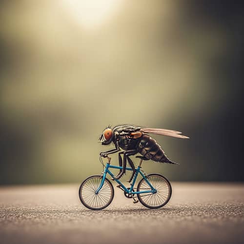 Miniature Bicycle Riding Fly - Unique Image
