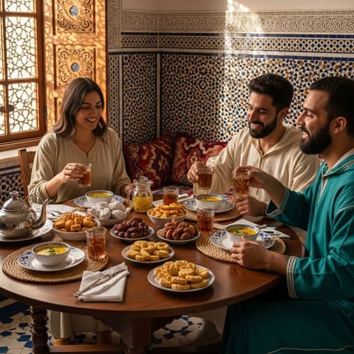 Traditional Moroccan Ramadan Breakfast Scene | Festive Dining
