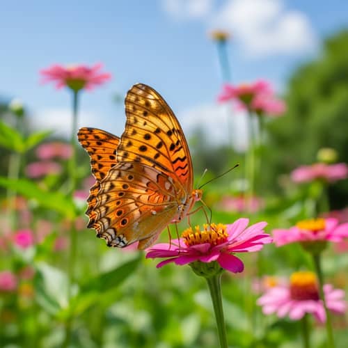 Graceful Butterfly: Vivid Orange Shades & Intricate Patterns