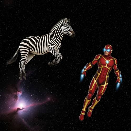 Zebra Swimming in Space with Ironman