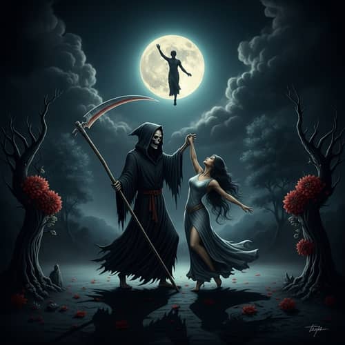 Grim Reaper Dance in Ethereal Moonlight | Surreal Digital Painting