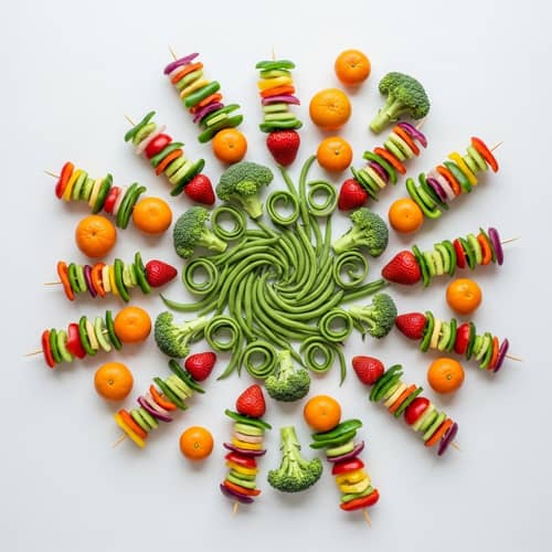 Vibrant Abstract Food Display: Nourishing Galaxy Creation