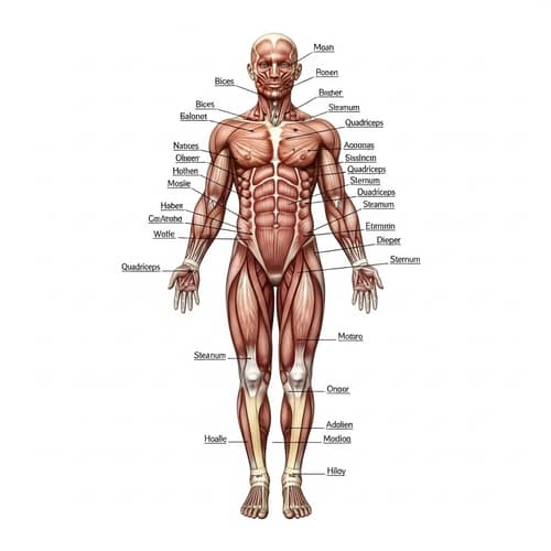 Detailed Anatomical Drawing of Male Figure