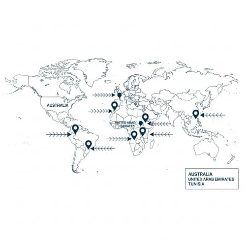 Elegant World Map with Office Locations