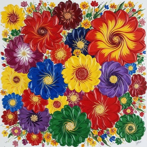 Abstract Flowers Bursting with Vibrant Colors