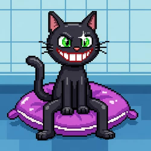 8-Bit Black Cat Art: Playful and Friendly Pillow Companions