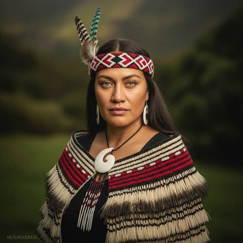 Fine Art Portrait of Maori Woman in Traditional Attire