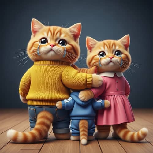 Ginger British Cats Hugging in Realistic Scene | High-Resolution Photo
