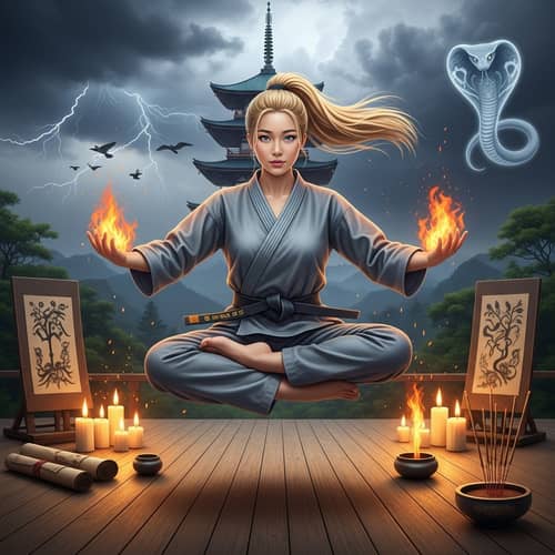 Empowering levitation prowess of a young Korean-American woman