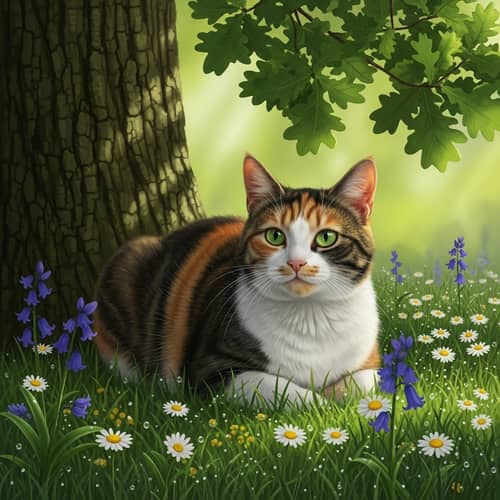 Calico Cat - Detailed Scene in Natural Habitat