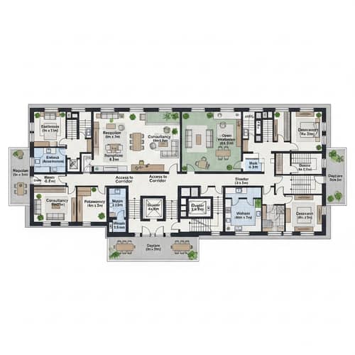 Detailed Floor Plan of Administrative Office Building
