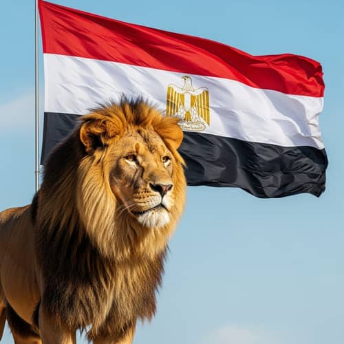 Majestic Lion with Egypt Flag Background