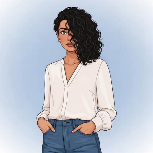 Fantasy Avatar Illustration with Medium-Height Woman in Smart Casual Attire