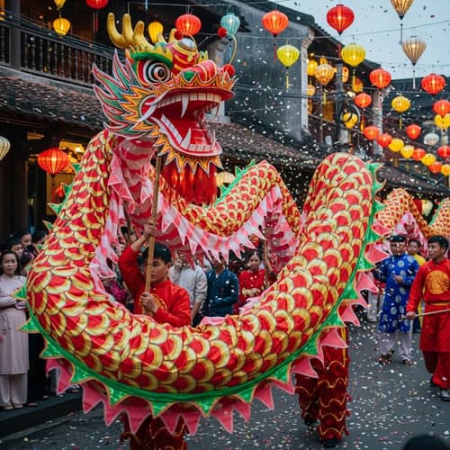 Traditional Vietnamese New Year Dragon Celebration
