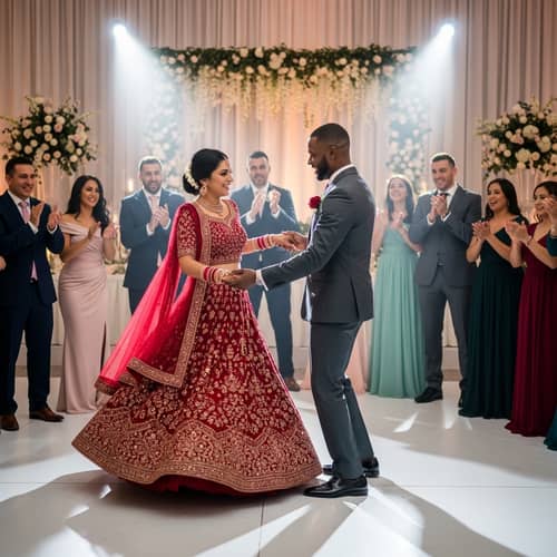 Realistic Wedding Dance: Joyful South Asian-Bla...